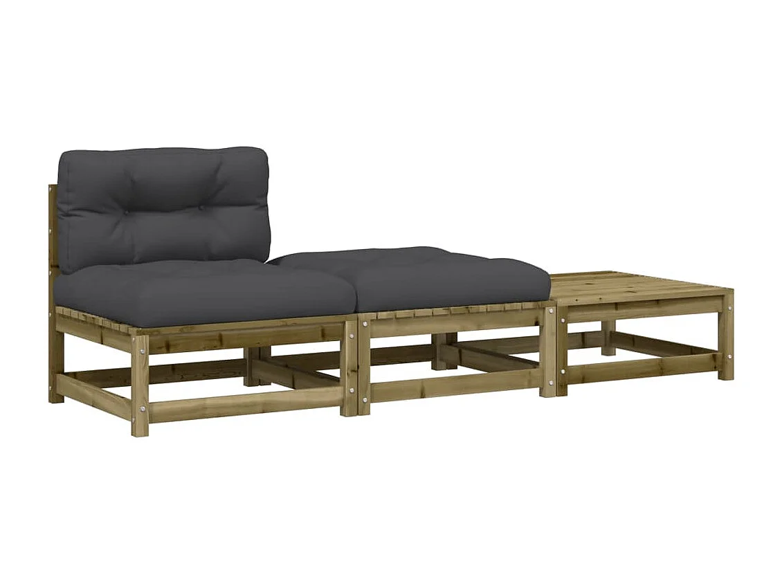 Canapé de jardin sans accoudoirs avec coussins et repose-pieds