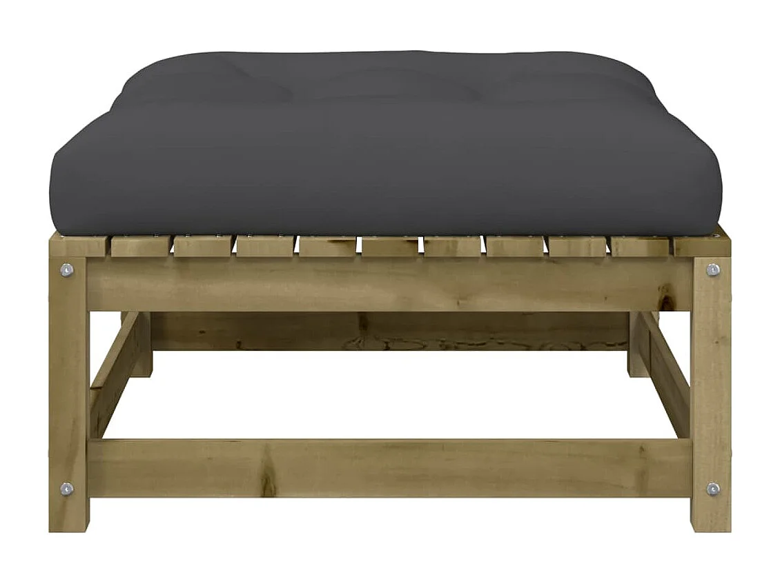 Canapé de jardin sans accoudoirs avec coussins et repose-pieds