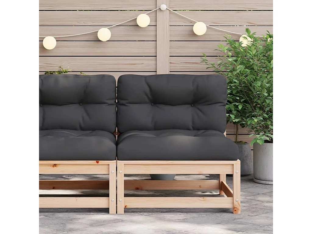 Canapé de jardin sans accoudoirs et coussins bois massif de pin