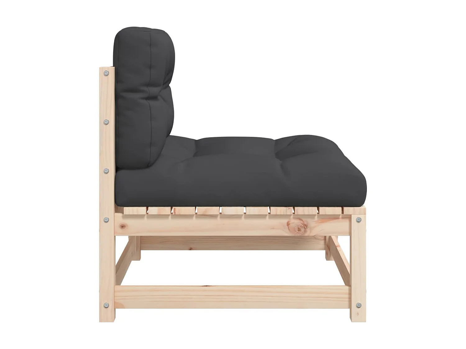 Canapé de jardin sans accoudoirs et coussins bois massif de pin