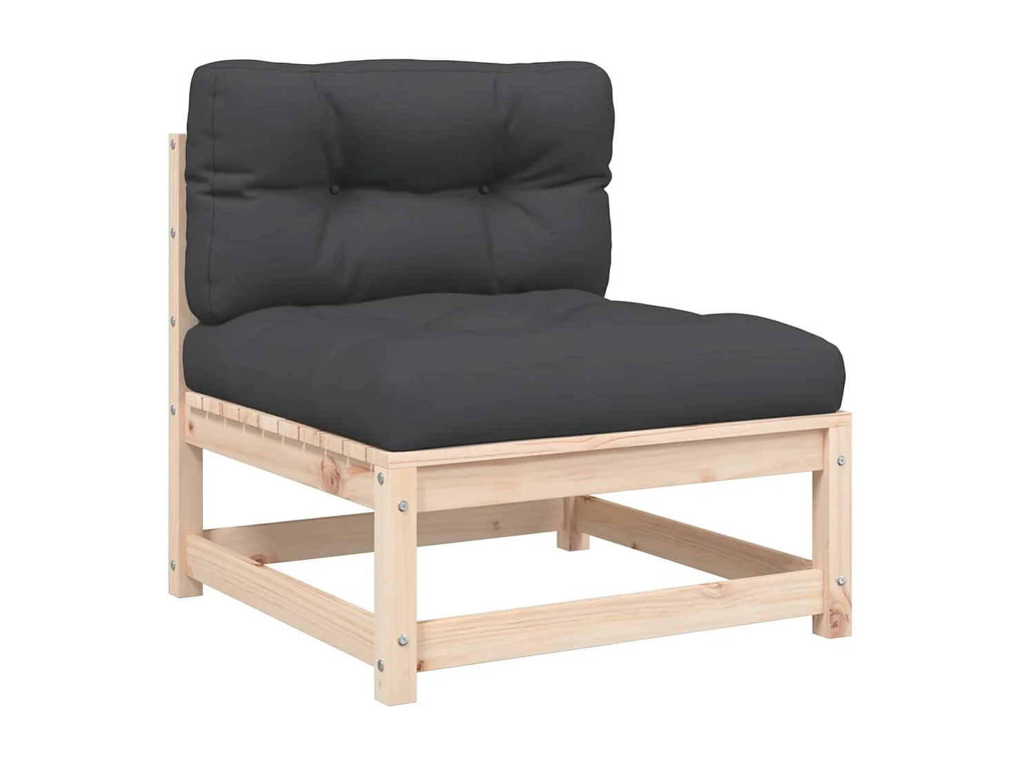 Canapé de jardin sans accoudoirs et coussins bois massif de pin