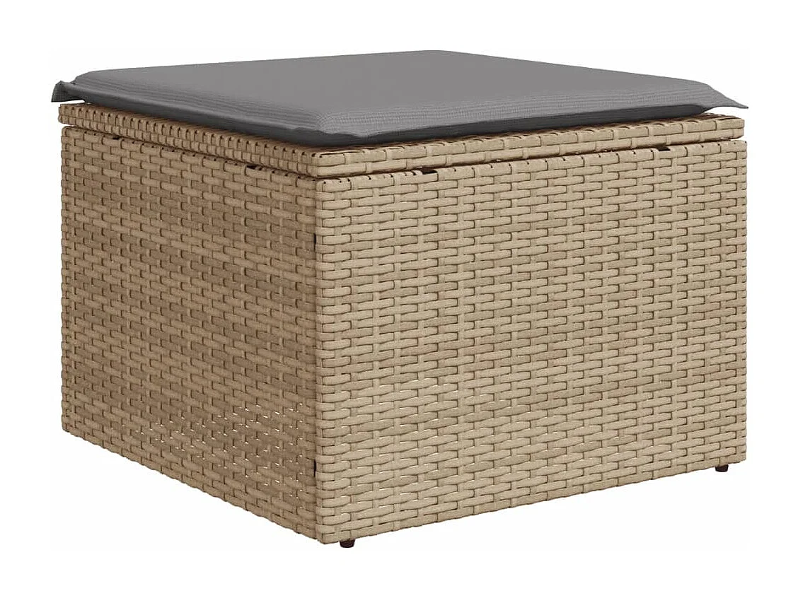 Salon de jardin avec coussins 10 pcs beige résine tressée