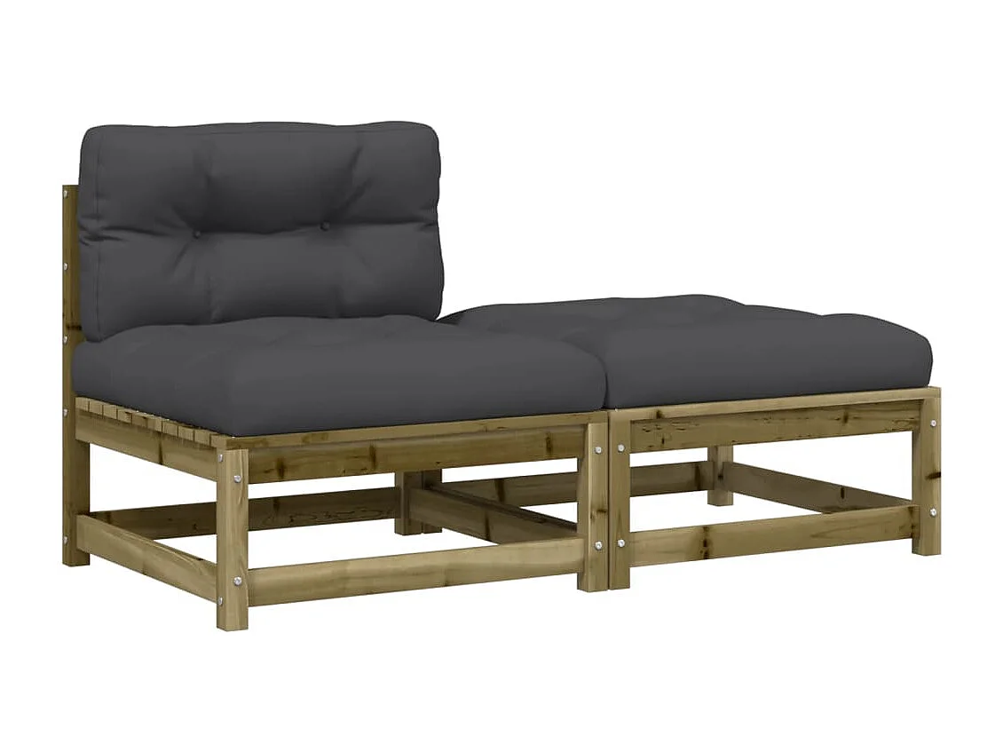 Canapé de jardin sans accoudoirs avec coussins et repose-pieds