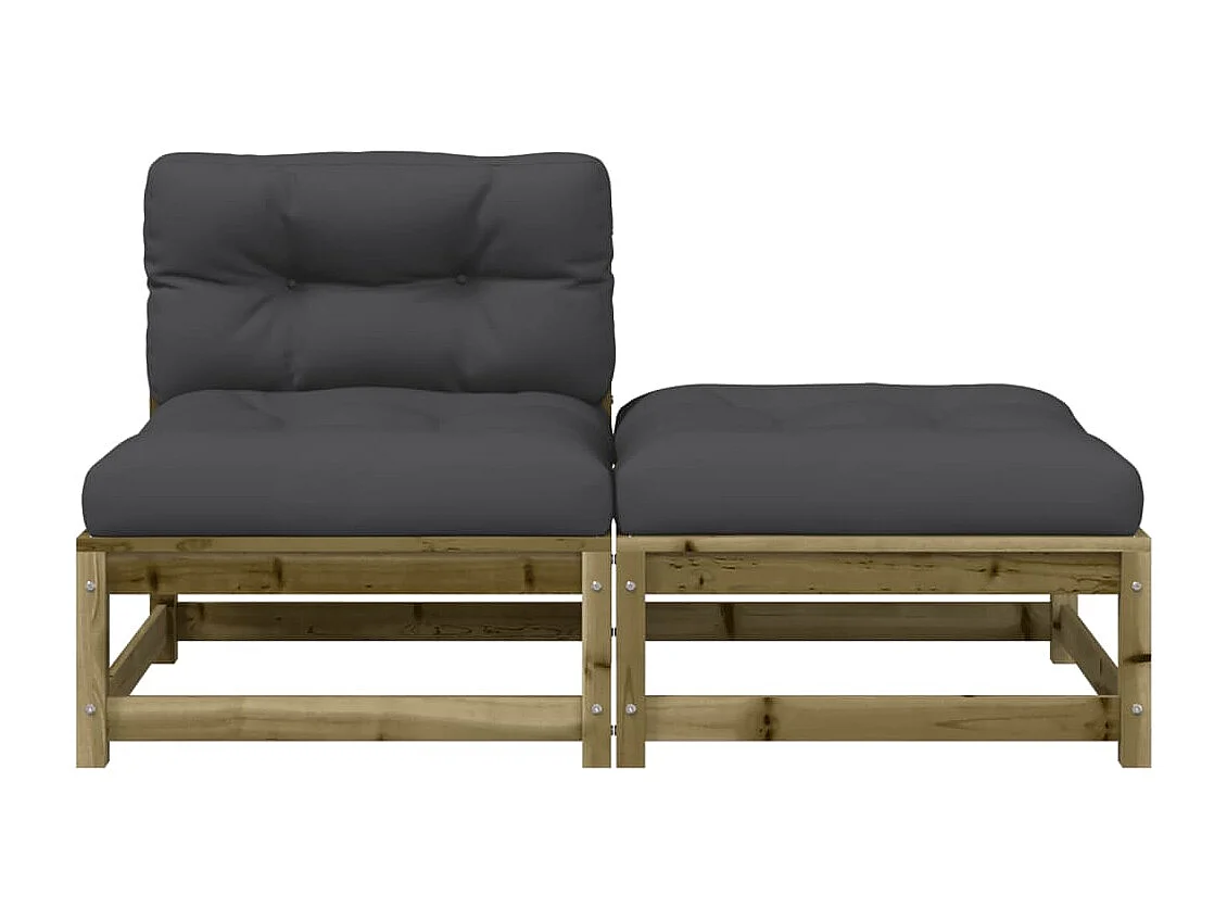 Canapé de jardin sans accoudoirs avec coussins et repose-pieds