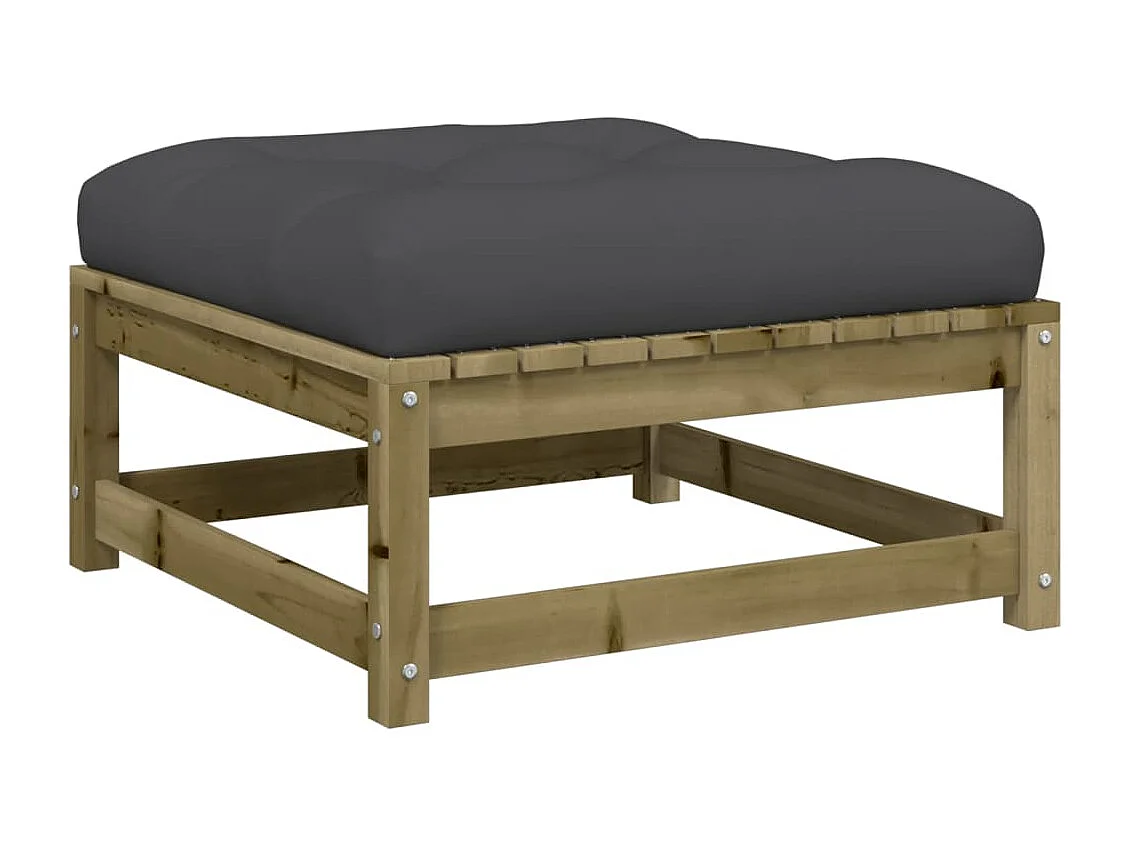 Canapé de jardin sans accoudoirs avec coussins et repose-pieds