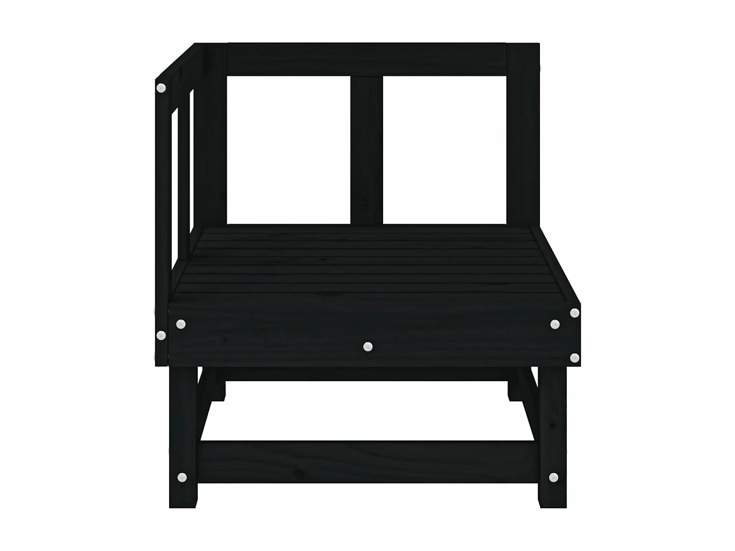 Canapé d'angle de jardin noir bois de pin massif