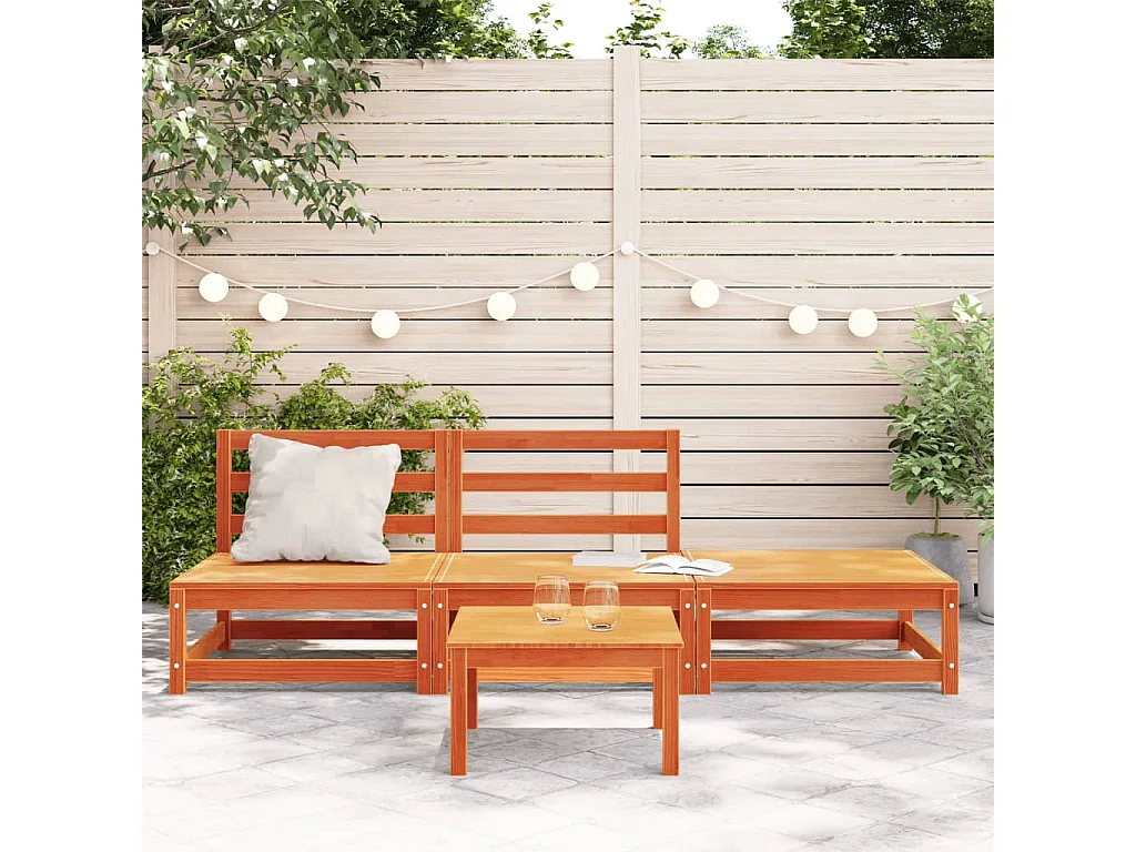 Canapé de jardin sans accoudoirs repose-pieds bois pin massif