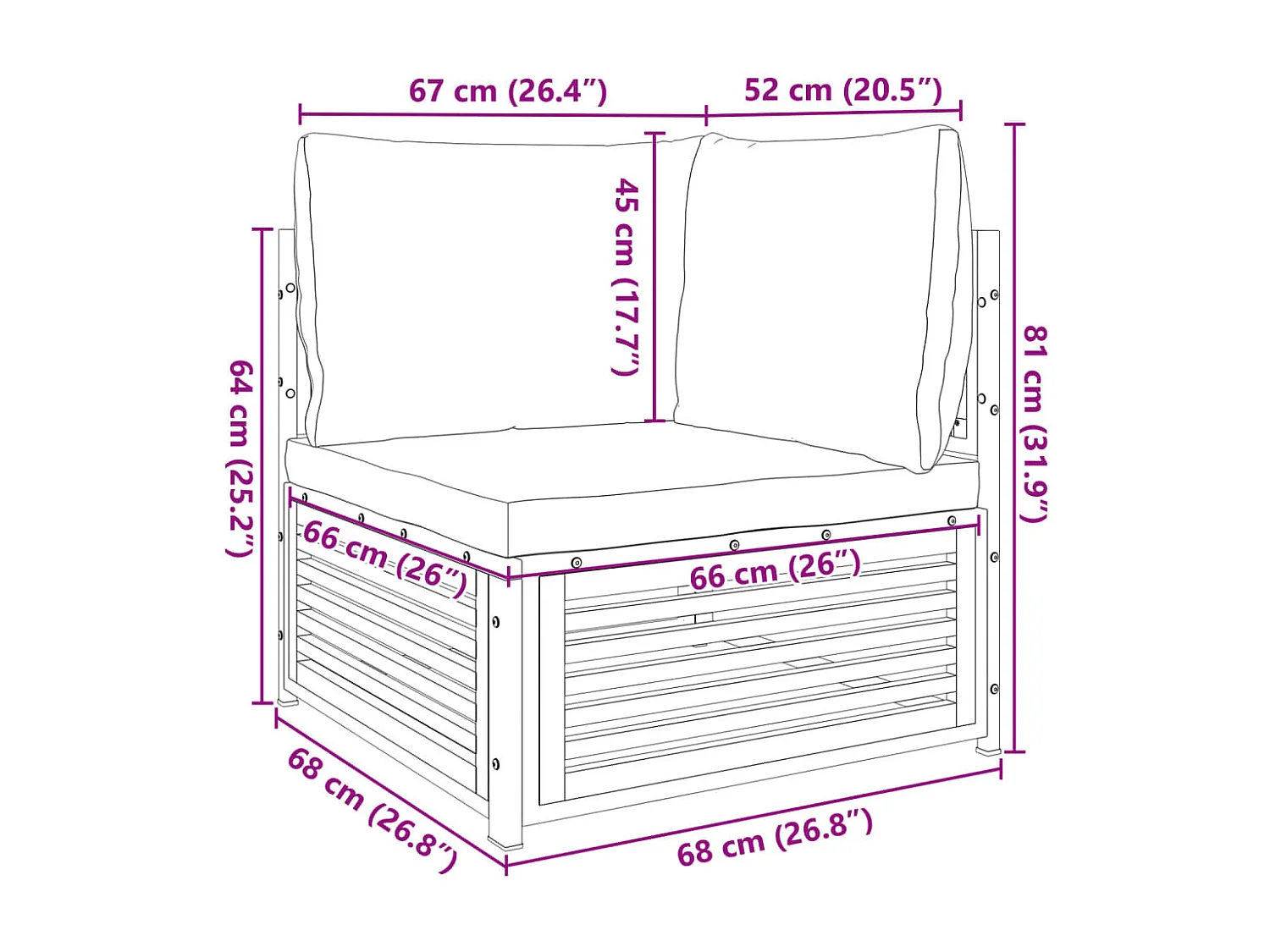 Garten-Ecksofa mit Kissen aus massivem Akazienholz