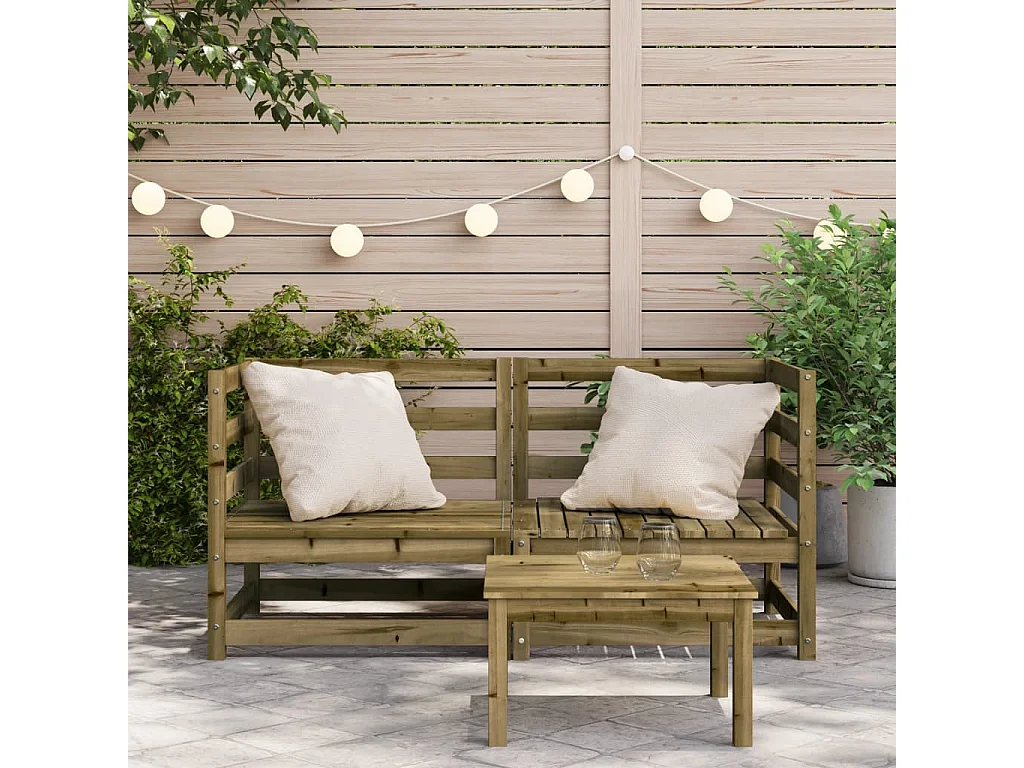 Divani angolari da giardino 2 pezzi 70x70x67 cm in legno di pino impregnato