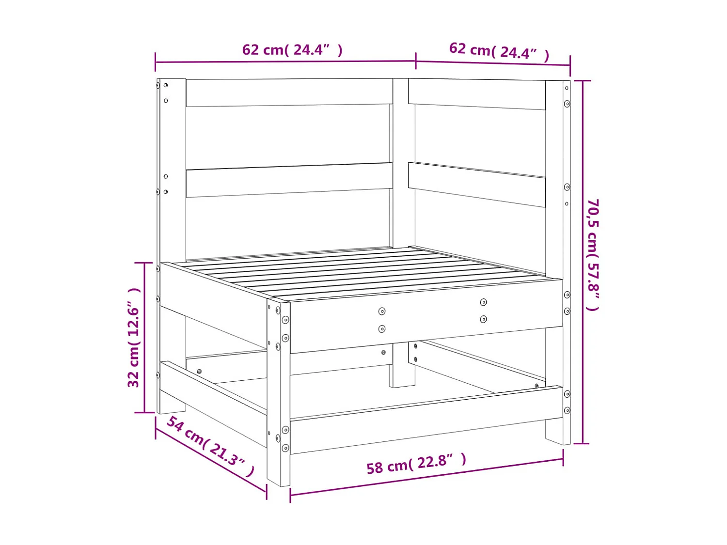 Canapé d'angle de jardin bois massif douglas