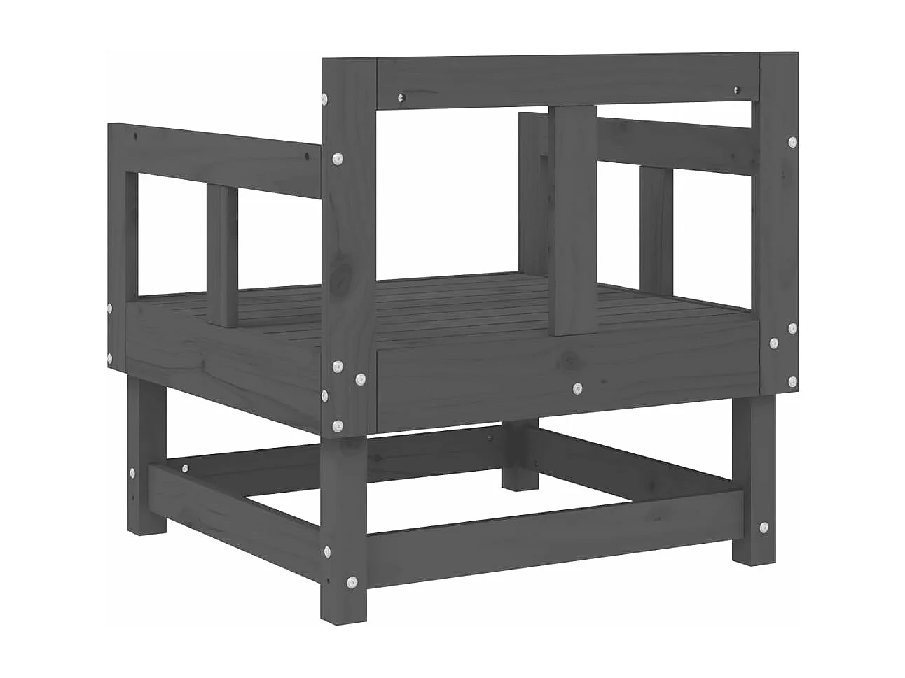 Set di 2 sedie da giardino in legno massello di pino grigio