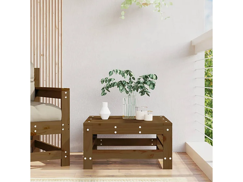 Reposapiés de jardín marrón miel, madera maciza de pino
