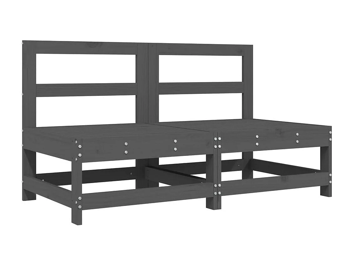 Canapés centraux de jardin 2 pcs gris bois de pin massif