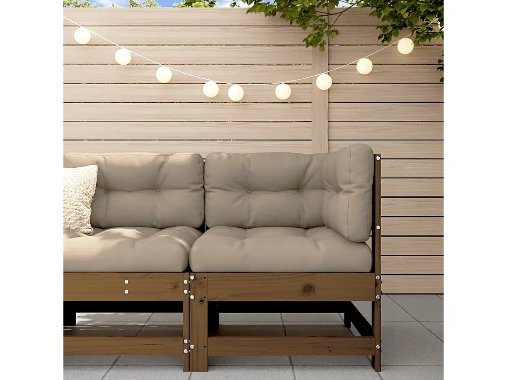 Honigbraunes Garten-Ecksofa aus massivem Kiefernholz