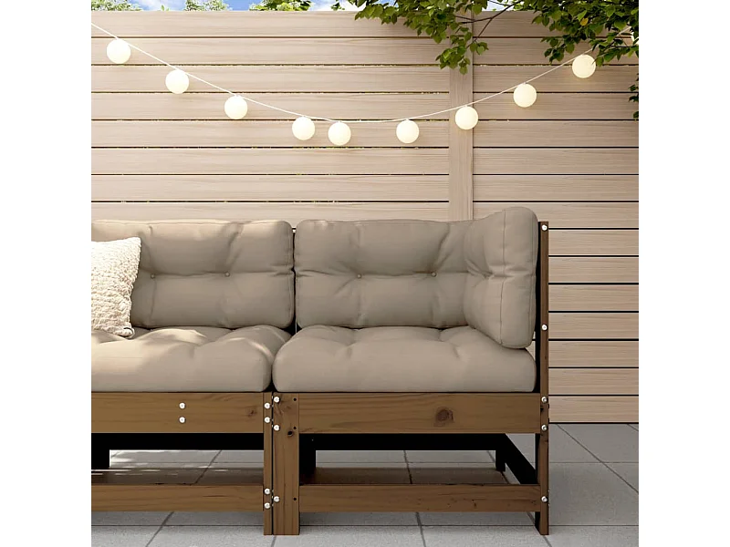 Honigbraunes Garten-Ecksofa aus massivem Kiefernholz