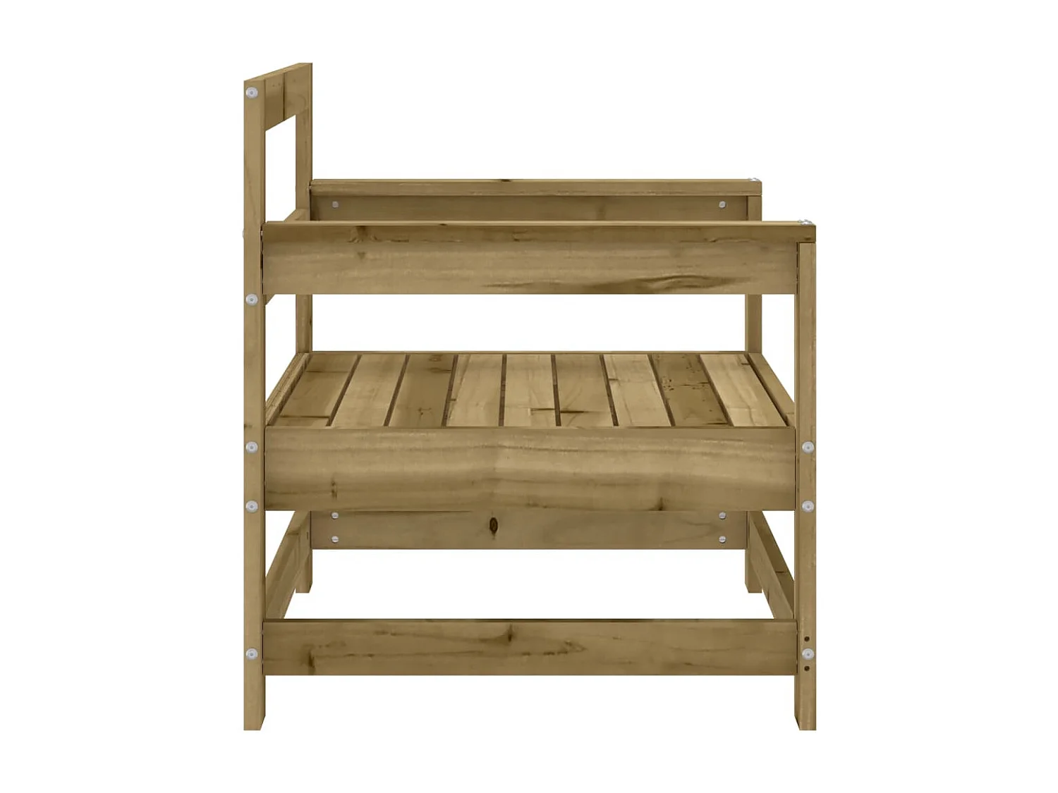 11 muebles de jardín con cojines de resina tejida en color beige.