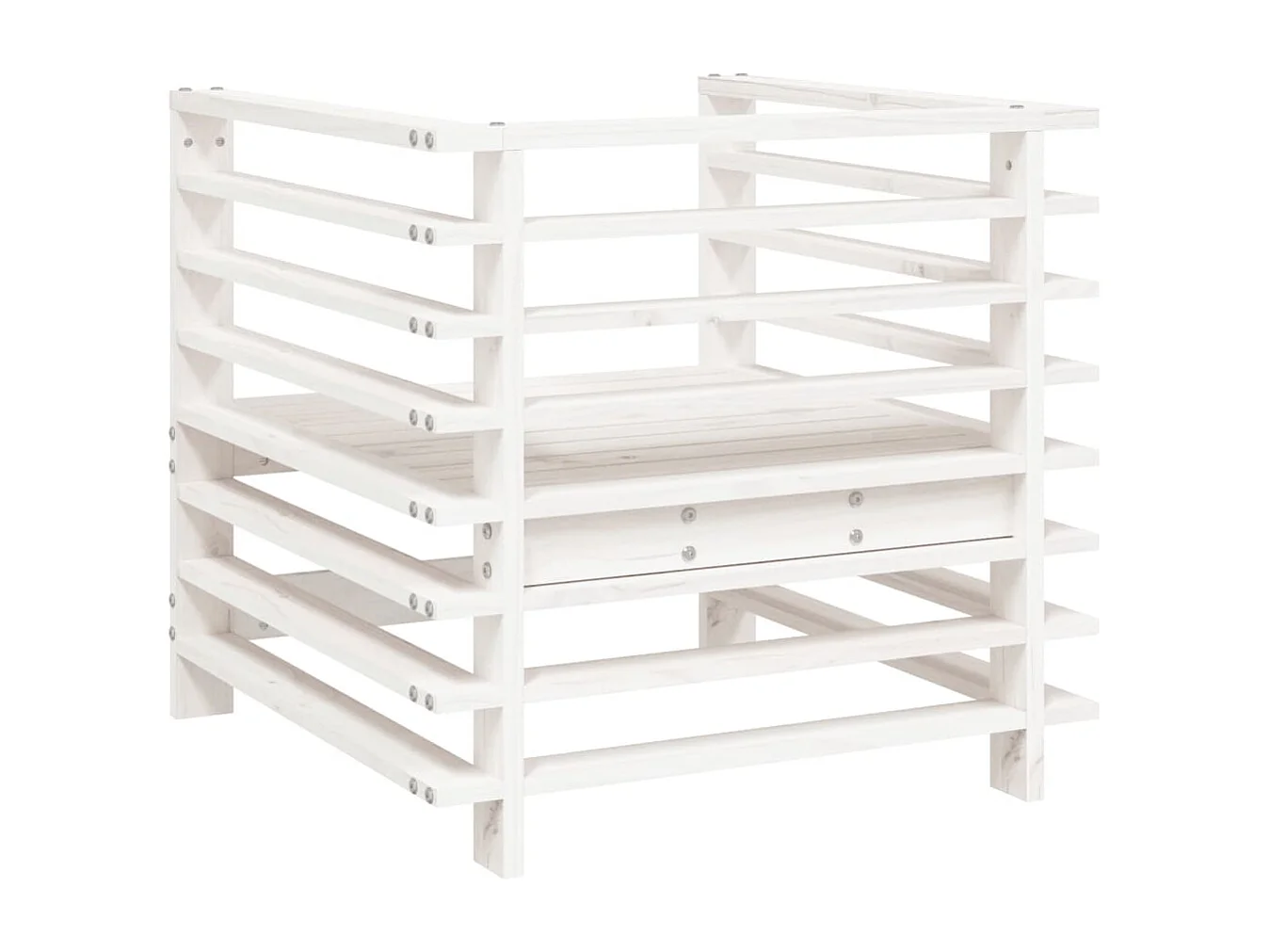 Conjunto de 2 cadeiras de jardim em madeira de pinho maciça branca