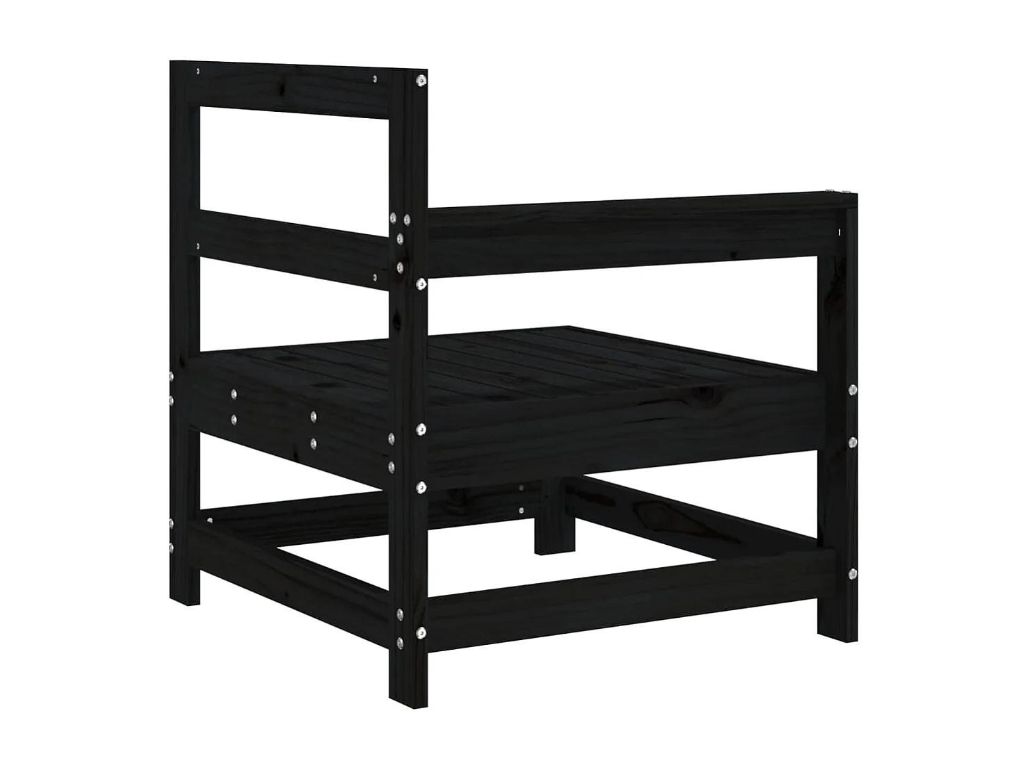 Canapés d'angle de jardin 2 pcs noir bois de pin massif