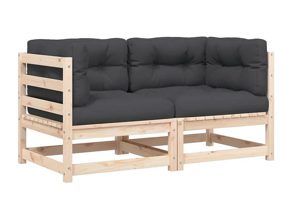 Canapés d'angle de jardin et coussins 2 pcs bois de pin massif