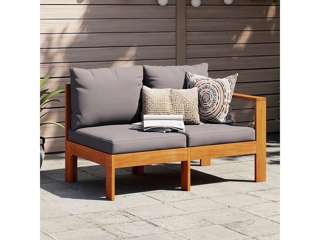 Gartensofa mit 1 Armlehne und 2 Plätzen aus massivem Akazienholz