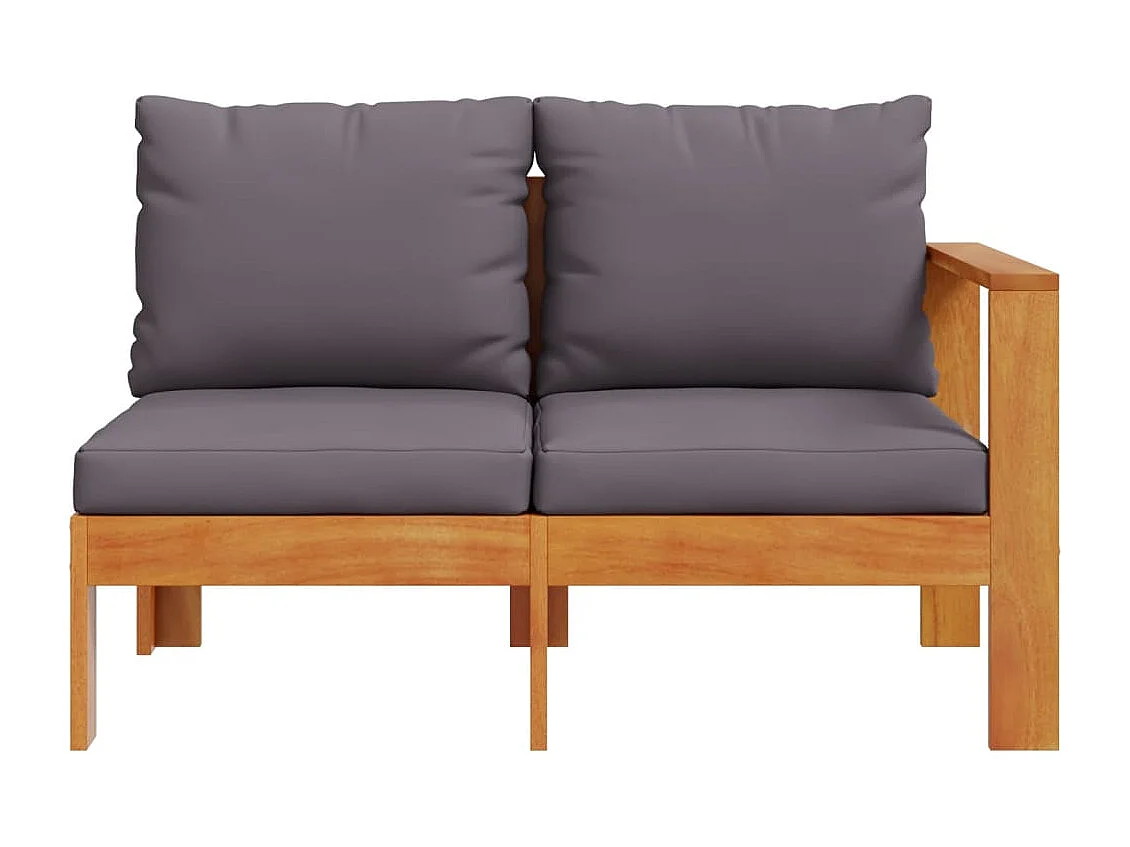 Gartensofa mit 1 Armlehne und 2 Plätzen aus massivem Akazienholz