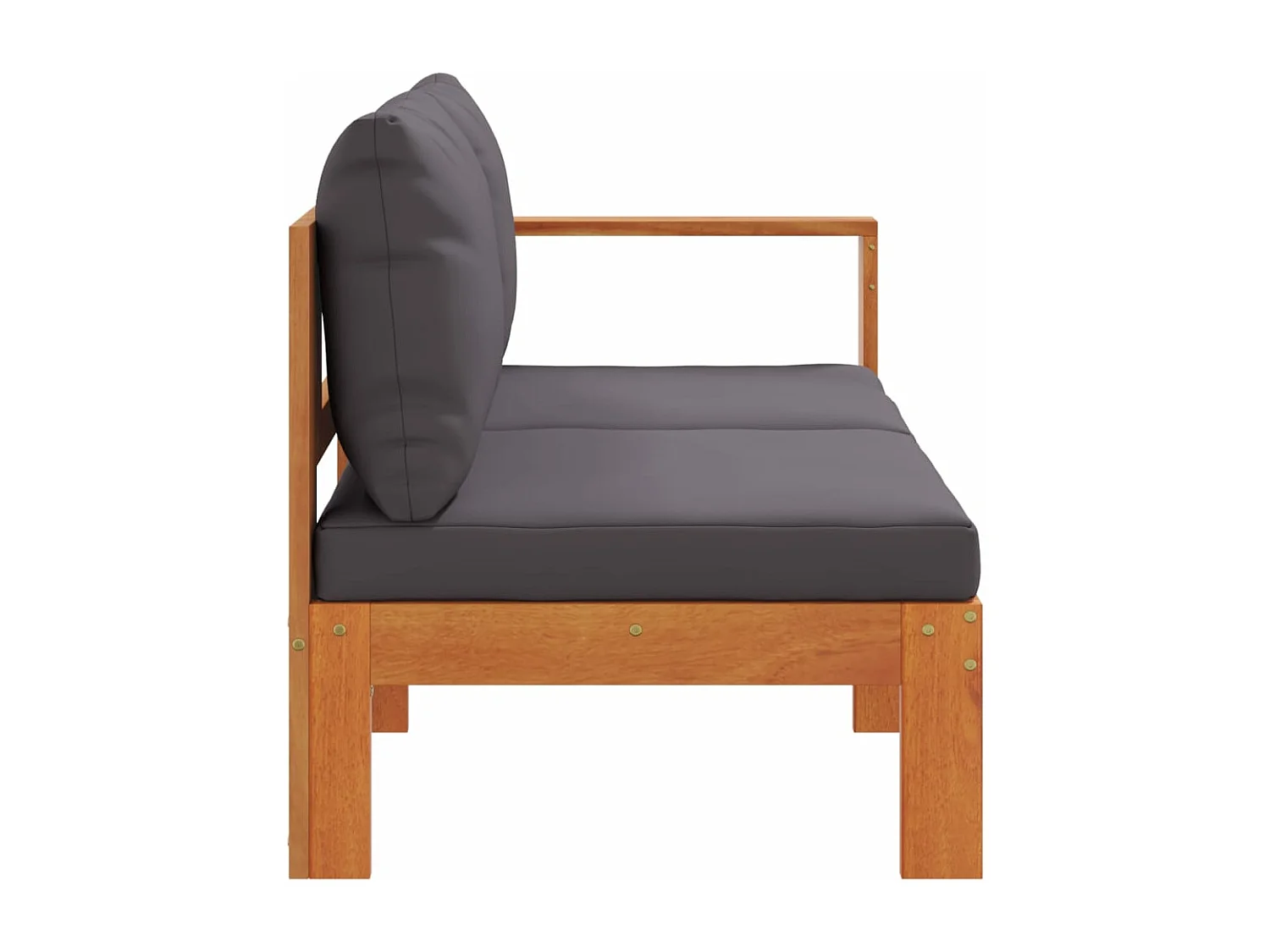 Gartensofa mit 1 Armlehne und 2 Plätzen aus massivem Akazienholz