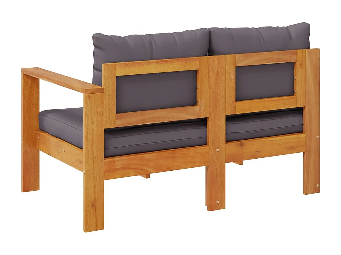 Gartensofa mit 1 Armlehne und 2 Plätzen aus massivem Akazienholz