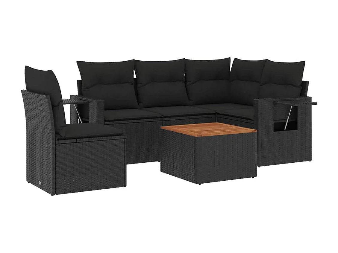 Stück Gartenmöbel mit schwarzen geflochtenen Harzkissen