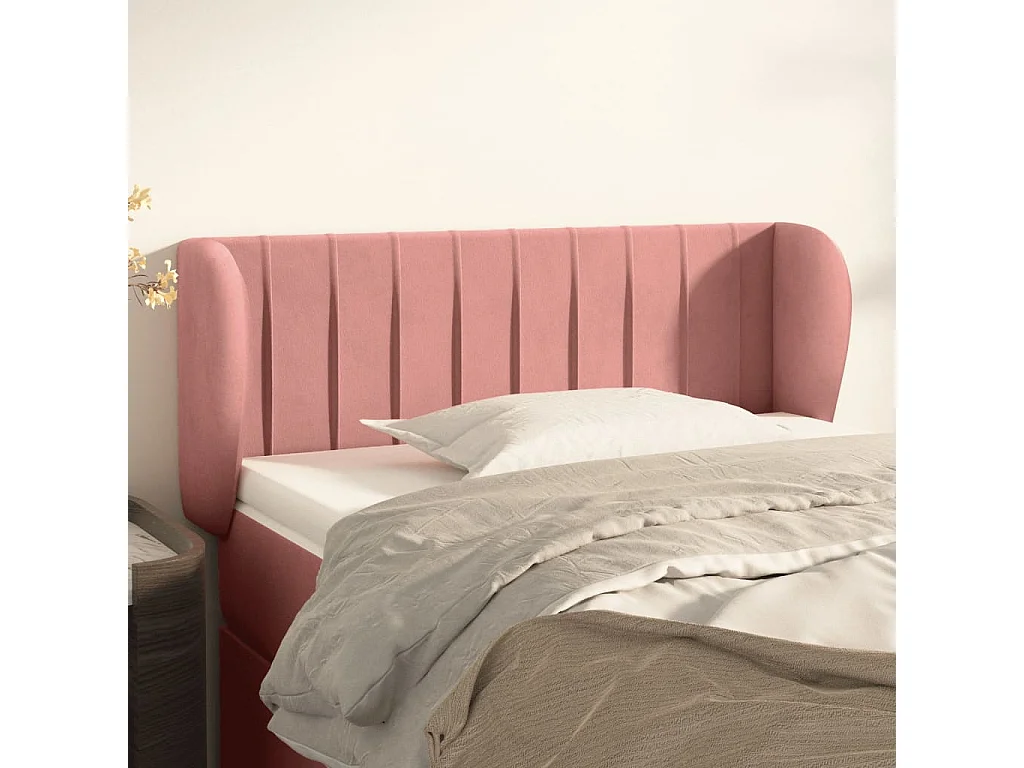 Testiera ad Orecchio Rosa 83x23x78/88 cm in Velluto
