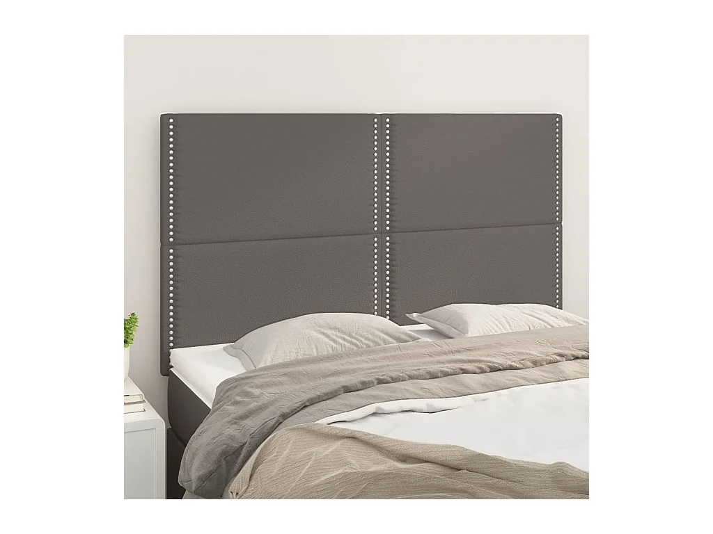 Hoofdborden 4 st 72x5x78/88 cm kunstleer grijs