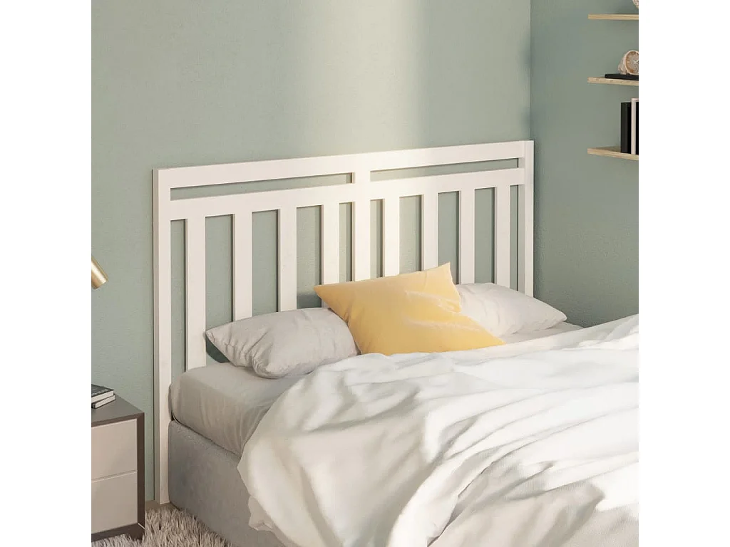 Tête de lit Blanc 141x4x100 cm Bois massif de pin