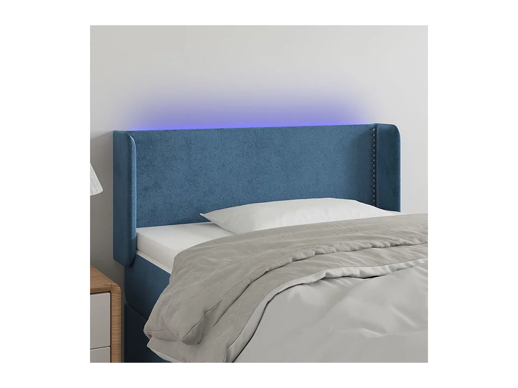 Hoofdbord LED 93x16x78/88 cm fluweel blauw