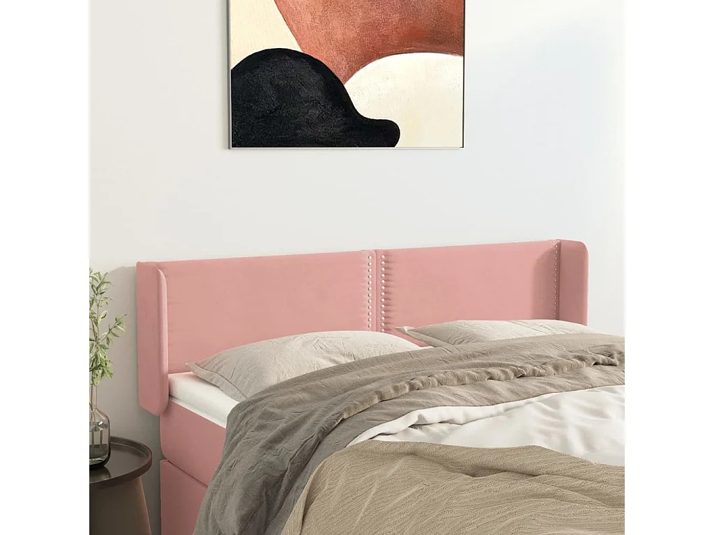 Kopfteil mit Ohren Rosa 147x16x78/88 cm Samt