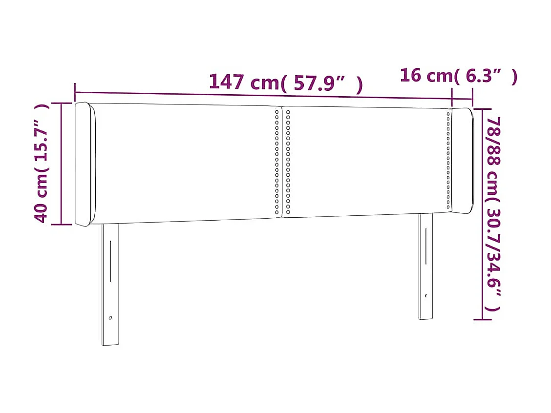 Kopfteil mit Ohren Rosa 147x16x78/88 cm Samt