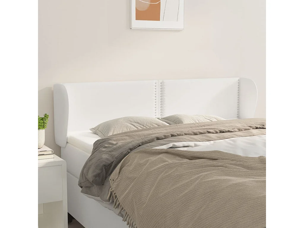 Kopfteil mit Ohren Weiß 147x23x78/88 cm Kunstleder