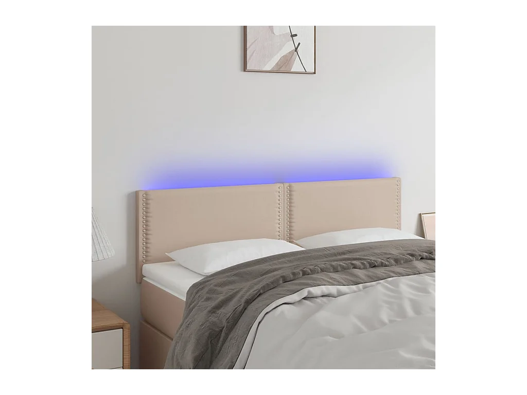 Testiera Cappuccino a LED 144x5x78/88 cm in Similpelle