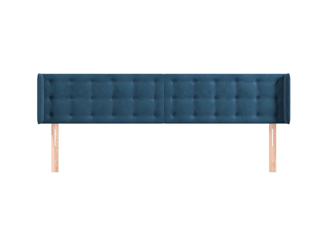 Tête de lit avec oreilles Bleu foncé 183x16x78/88 cm Velours