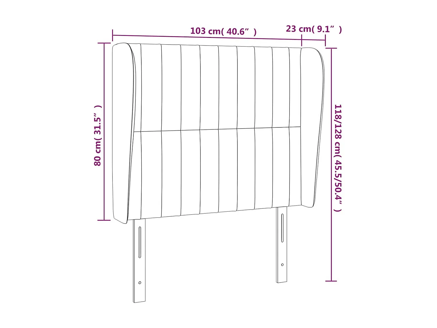 Testiera ad Orecchio Marrone Scuro 103x23x118/128 cm in Tessuto