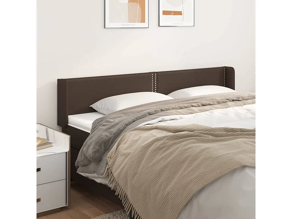 Testiera ad Orecchio Marrone 183x16x78/88 cm in Similpelle