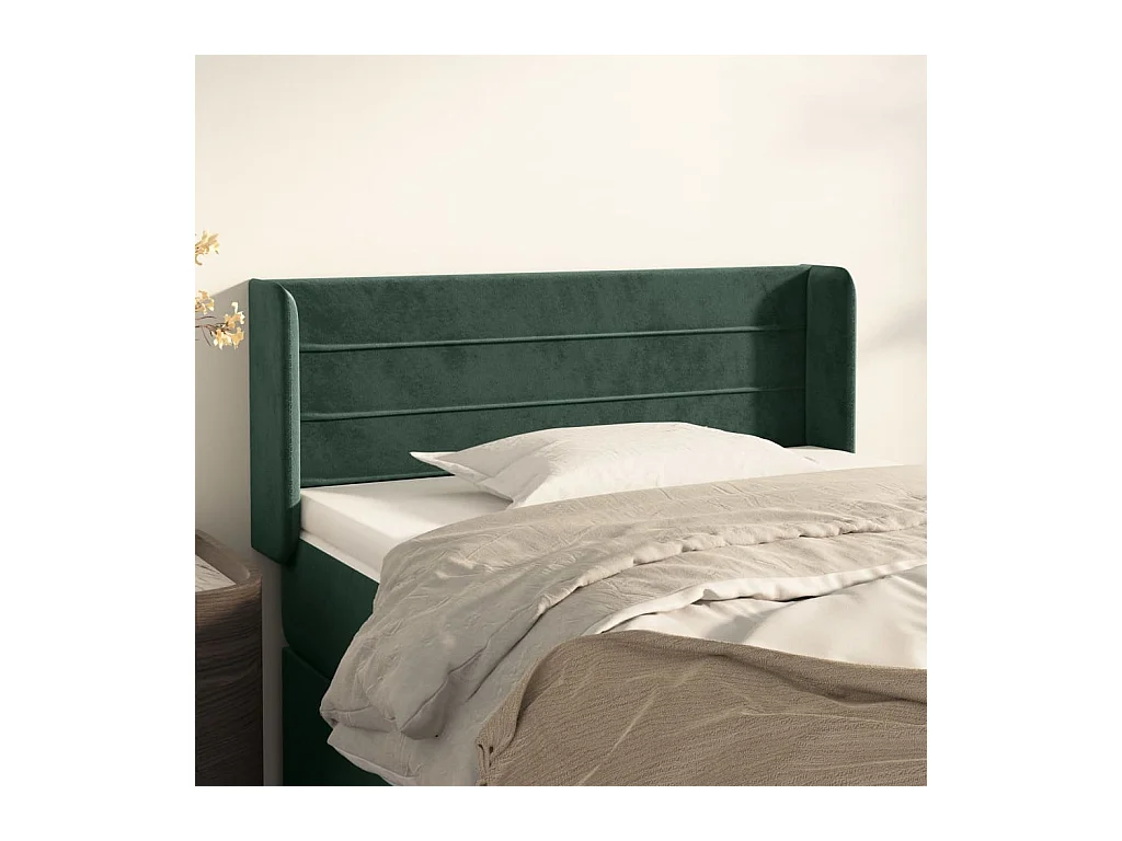 Tête de lit avec oreilles Vert foncé 103x16x78/88 cm Velours