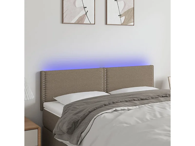 Tête de lit à LED Taupe 144x5x78/88 cm Tissu