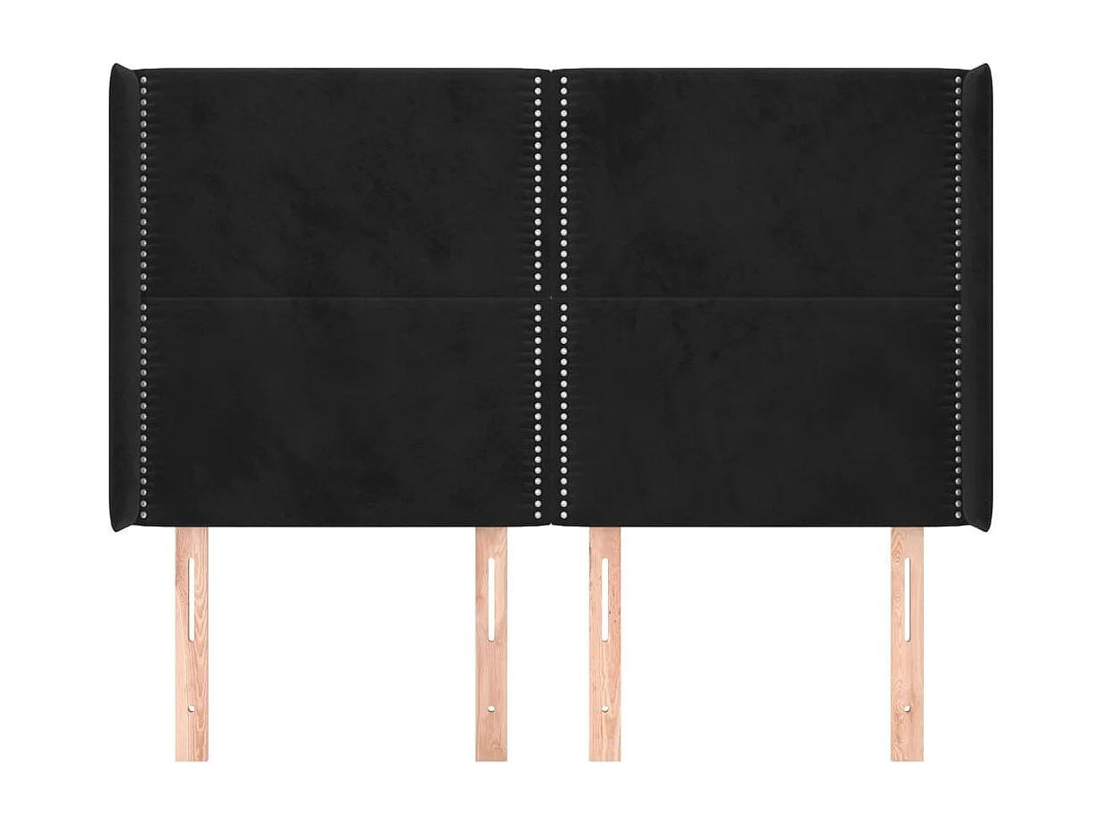Tête de lit avec oreilles Noir 147x16x118/128 cm Velours