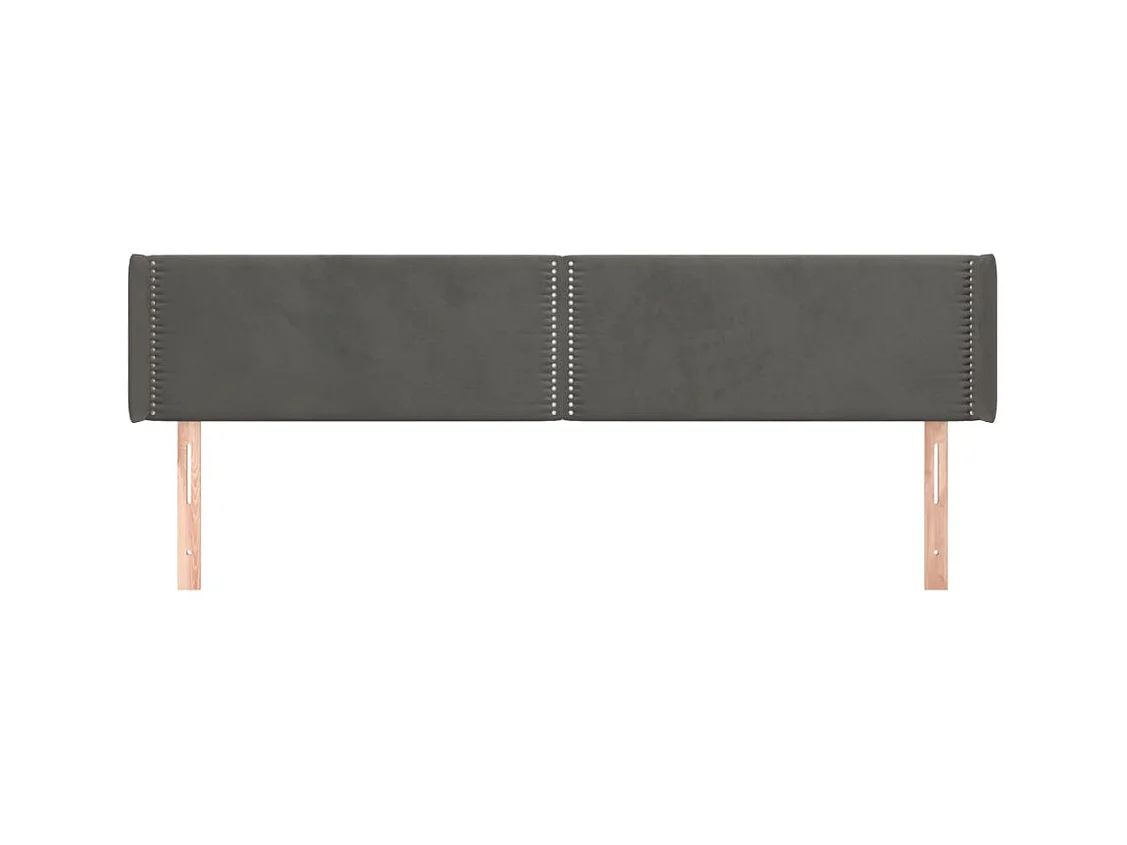 Cabeceira de cama c/ abas veludo 163x16x78/88cm cinzento-escuro