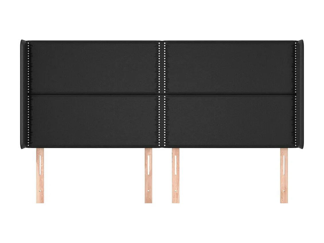 Tête de lit avec oreilles Noir 203x16x118/128 cm Similicuir