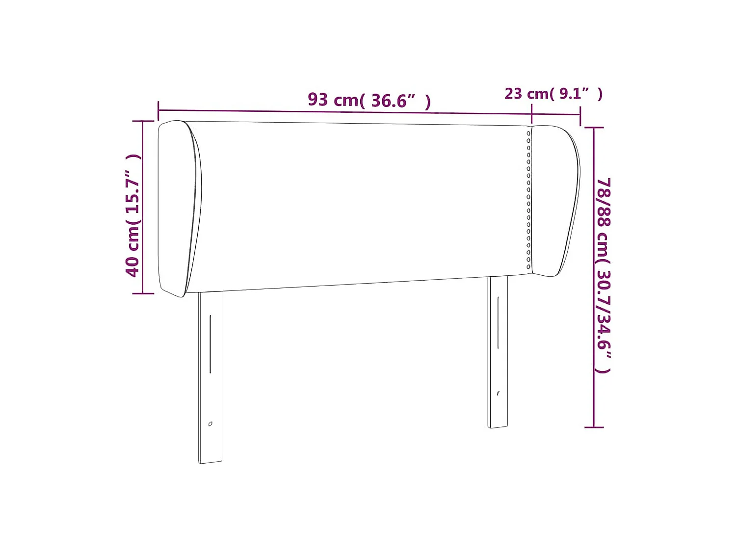 Tête de lit avec oreilles Vert foncé 93x23x78/88 cm Velours