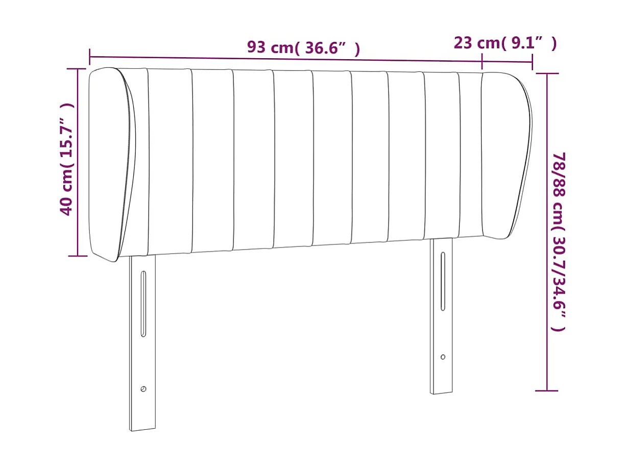 Testiera ad Orecchio Grigio Chiaro 93x23x78/88 cm in Tessuto