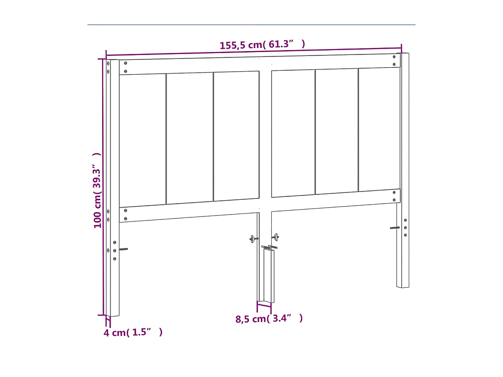 Testiera Marrone Cera 150 cm in Legno Massello di Pino
