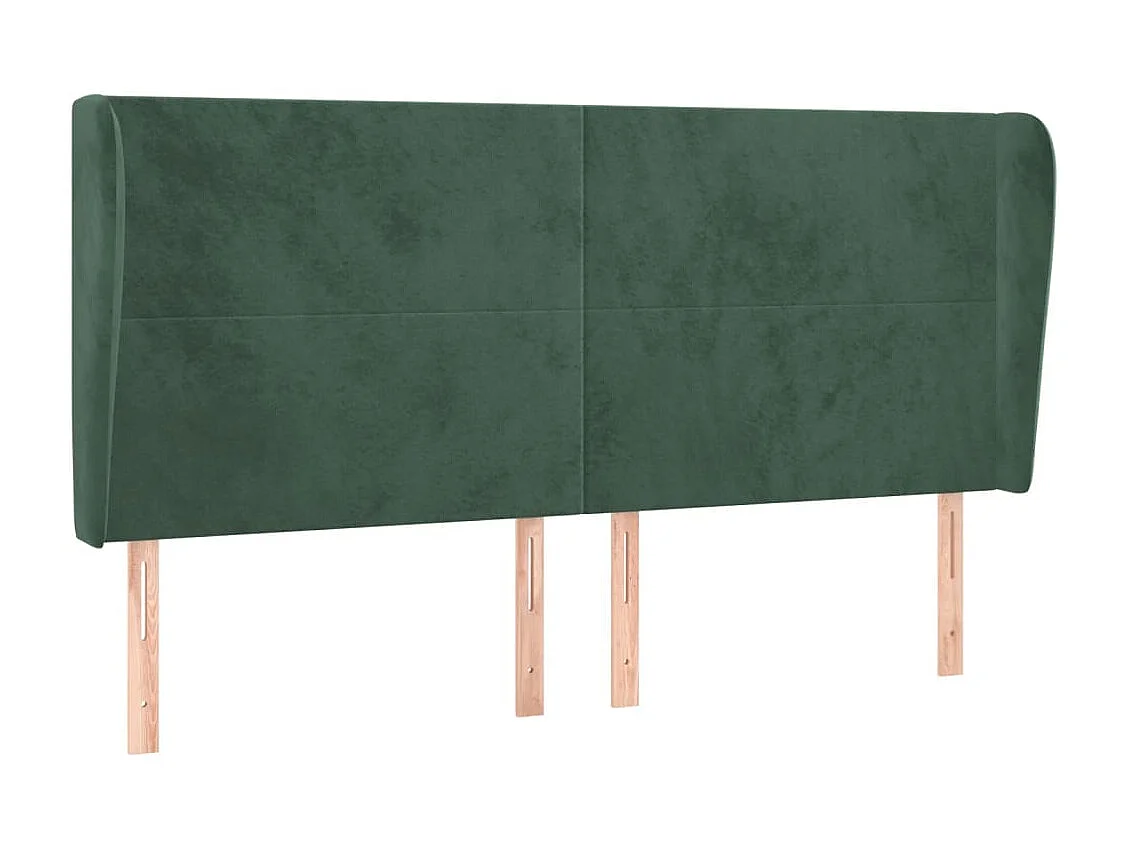 Cabeceira cama c/ abas veludo 183x23x118/128 cm verde-escuro