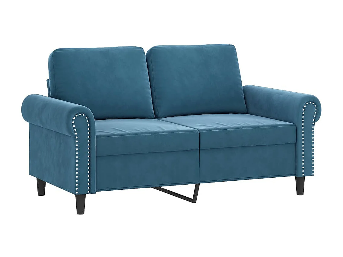 2 pcs conjunto de sofás com almofadões veludo azul