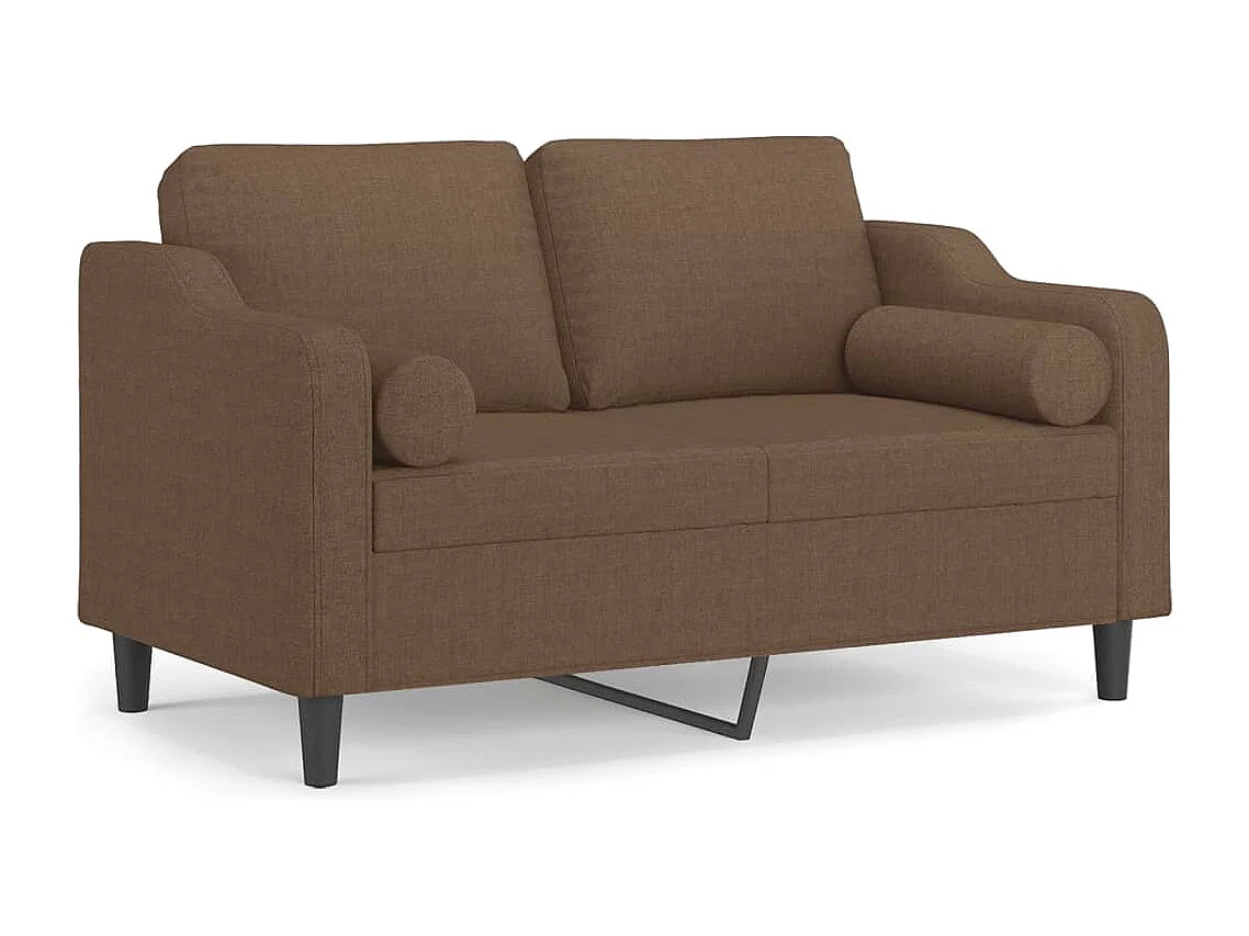 2-Sitzer-Sofa mit Zierkissen Braun 120 cm Stoff
